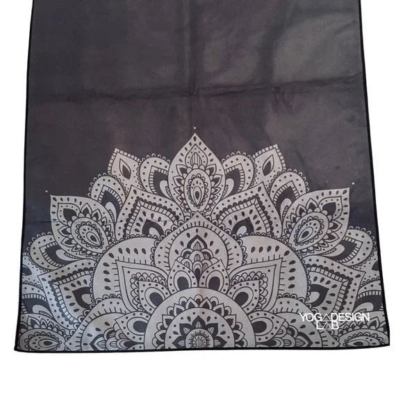 Yoga Design Lab Hot Yoga Towel (Yoga Mat Towel)  in Black with Mandala Print - Picture 5 of 8